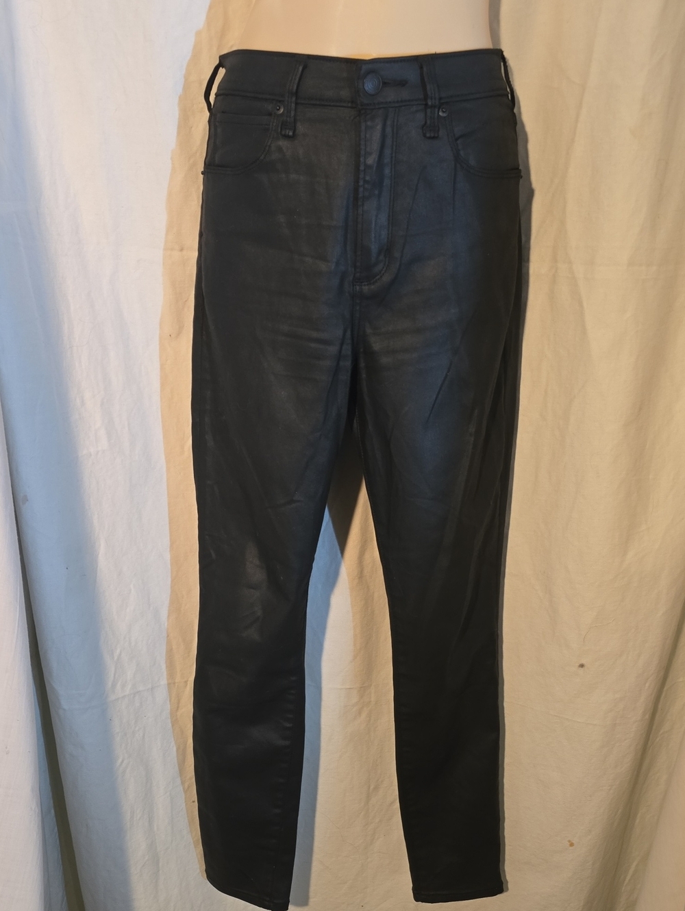 Abercrombie & Fitch Coated Black Super Skinny Ankle High-rise Jeans Size 27/4